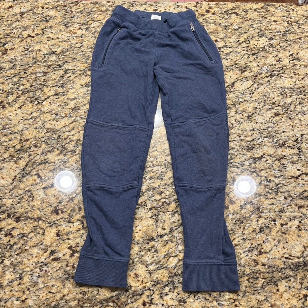 Hanna Andersson Kids Slim Joggers Navy Blue Zipper Pockets Size 140 US 10